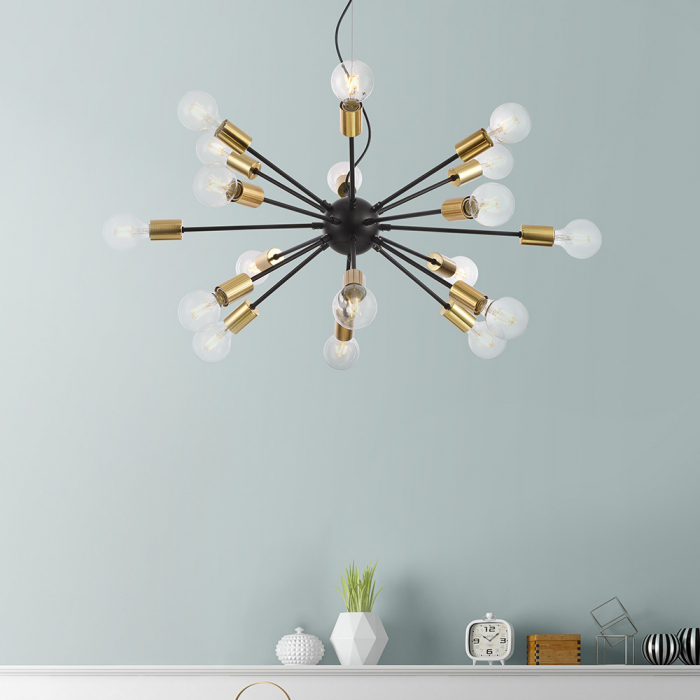 Lustra Maytoni Loft Jackson T546PL-18B E27 18x7W -  Metal Black/Gold IP20 [2]