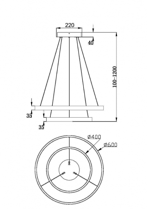 Lustra Maytoni Rim MOD058PL-L55B3K LED 61W 3000K 3500lm Aluminiu Black IP20 [5]