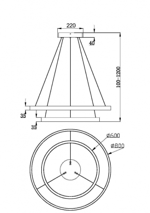 Lustra Maytoni Rim MOD058PL-L74BS3K LED 88W 3000K 5200lm Aluminiu Brass IP20 [4]