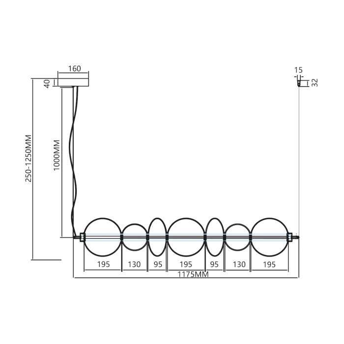 Lustra Milagro Daphne LED 40W 5094lm 3000K 230V Black Metal & Sticlă IP20 [5]
