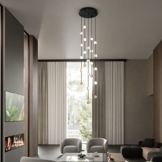 Candelabru Nova Luce Alcinoe, negru/auriu, LED, 64W, 4708 lumeni, alb cald 3000K, D.38 cm, 9511018 [2]