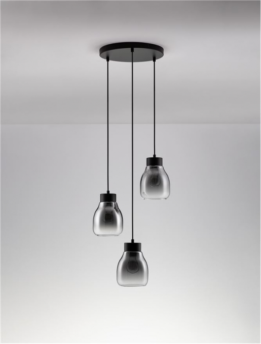 Lustra Nova Luce BLAKU 9009271 E27 3x12W    Gradient Smoke Glass & Black Metal   IP20 [3]