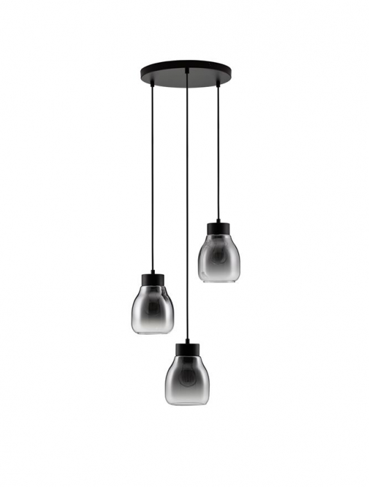Lustra Nova Luce BLAKU 9009271 E27 3x12W    Gradient Smoke Glass & Black Metal   IP20 [2]