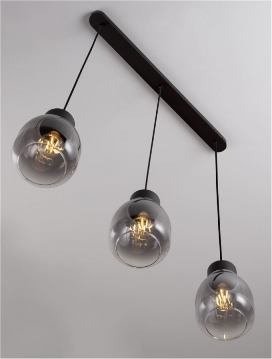 Lustra Nova Luce BLAKU 9009272 E27 3x12W    Gradient Smoke Glass & Black Metal   IP20 [8]