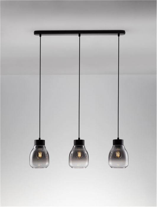 Lustra Nova Luce BLAKU 9009272 E27 3x12W    Gradient Smoke Glass & Black Metal   IP20 [4]