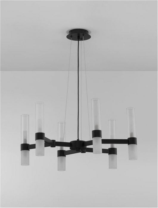 Lustra Nova Luce CENTURY G9 12x5W   Matt Black Metal Clear & Frost Glass IP20 [3]
