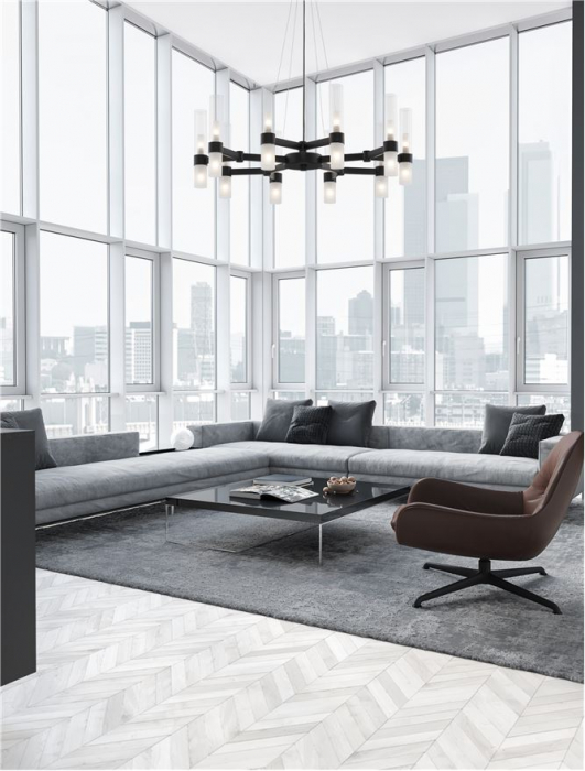 Lustra Nova Luce CENTURY G9 12x5W   Matt Black Metal Clear & Frost Glass IP20 [2]