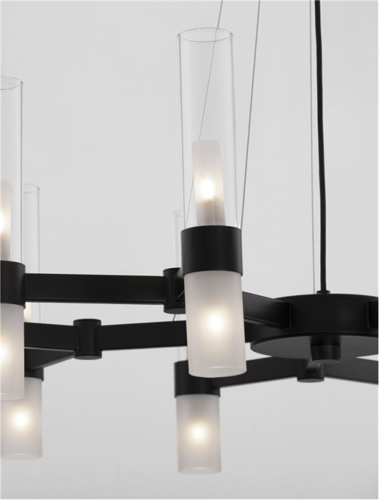 Lustra Nova Luce CENTURY G9 20X5W   Matt Black Metal Clear & Frost Glass IP20 [3]