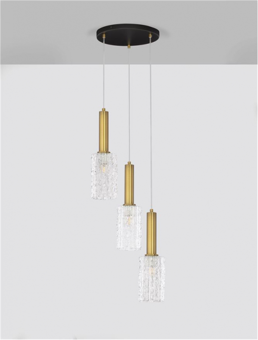 Lustra Nova Luce CERTA 9009274 E27 3x12W    Brass Gold & Black Metal Clear Structured Glass   IP20 [3]
