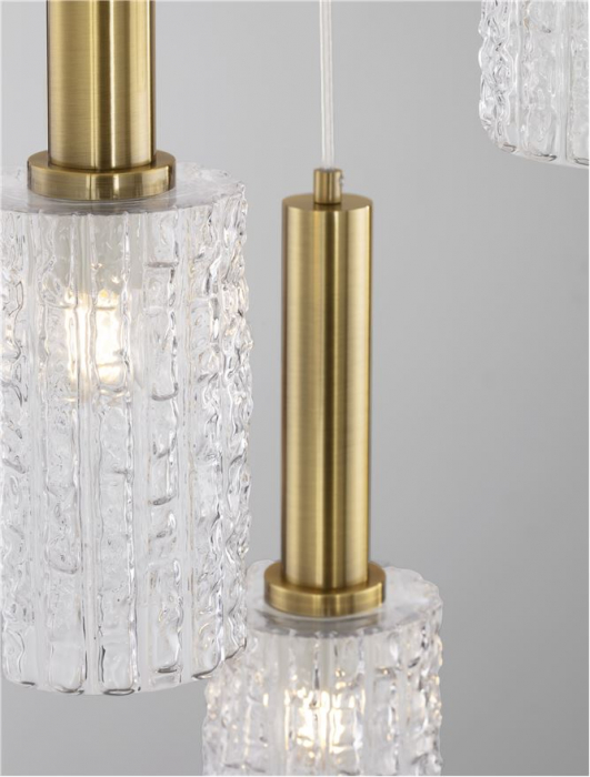 Lustra Nova Luce CERTA 9009274 E27 3x12W    Brass Gold & Black Metal Clear Structured Glass   IP20 [5]