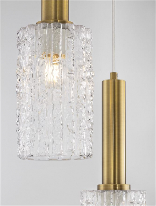 Lustra Nova Luce CERTA 9009274 E27 3x12W    Brass Gold & Black Metal Clear Structured Glass   IP20 [6]