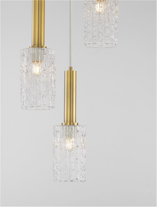Lustra Nova Luce CERTA 9009274 E27 3x12W    Brass Gold & Black Metal Clear Structured Glass   IP20 [7]