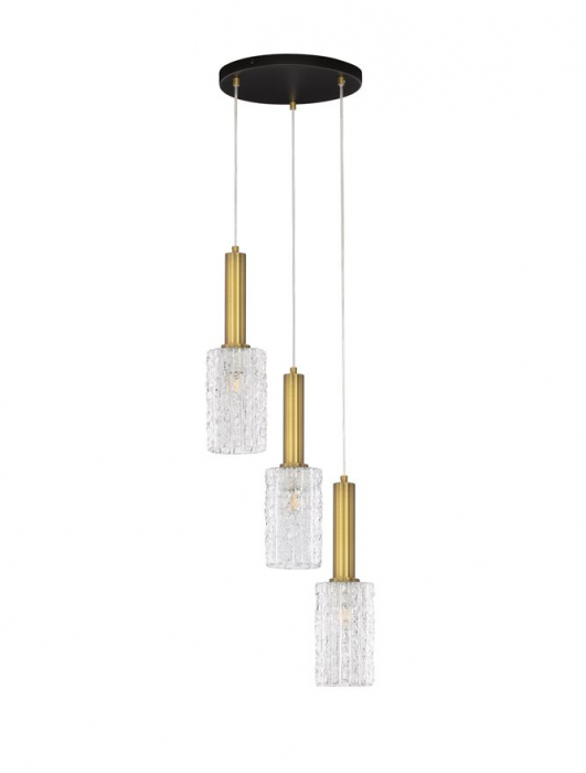 Lustra Nova Luce CERTA 9009274 E27 3x12W    Brass Gold & Black Metal Clear Structured Glass   IP20 [2]
