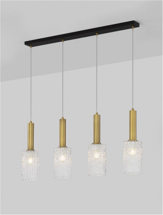 Lustra Nova Luce CERTA 9009275 E27 4x12W    Brass Gold & Black Metal Clear Structured Glass   IP20 [4]