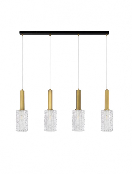 Lustra Nova Luce CERTA 9009275 E27 4x12W    Brass Gold & Black Metal Clear Structured Glass   IP20 [2]