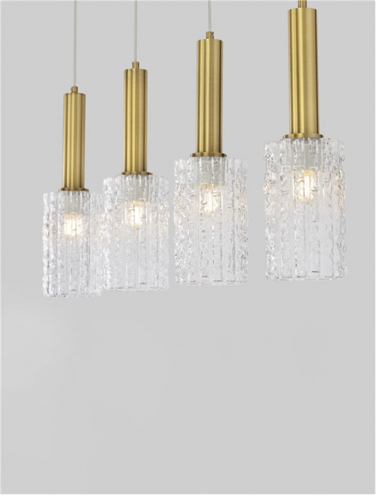 Lustra Nova Luce CERTA 9009275 E27 4x12W    Brass Gold & Black Metal Clear Structured Glass   IP20 [5]
