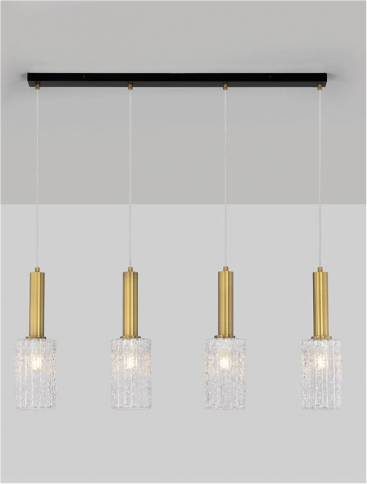 Lustra Nova Luce CERTA 9009275 E27 4x12W    Brass Gold & Black Metal Clear Structured Glass   IP20 [3]