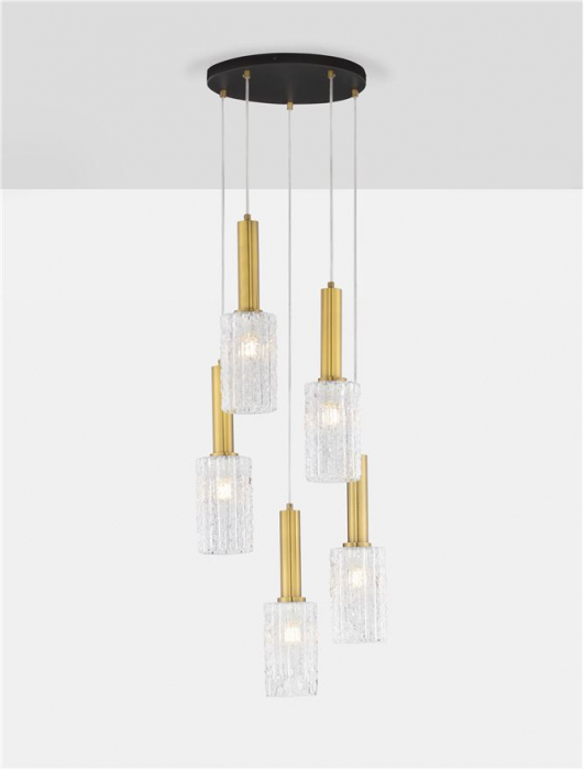 Lustra Nova Luce CERTA 9009276 E27 5x12W    Brass Gold & Black Metal Clear Structured Glass   IP20 [5]