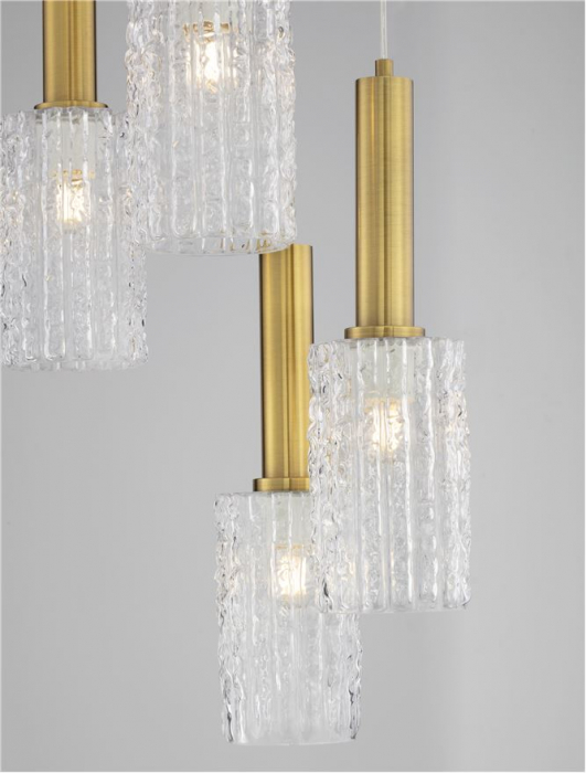 Lustra Nova Luce CERTA 9009276 E27 5x12W    Brass Gold & Black Metal Clear Structured Glass   IP20 [7]