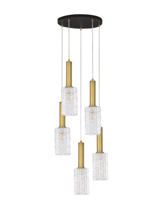 Lustra Nova Luce CERTA 9009276 E27 5x12W    Brass Gold & Black Metal Clear Structured Glass   IP20 [2]