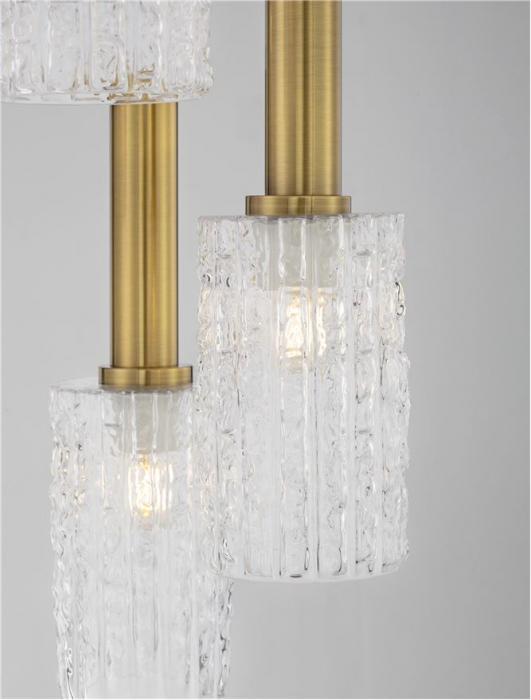 Lustra Nova Luce CERTA 9009276 E27 5x12W    Brass Gold & Black Metal Clear Structured Glass   IP20 [8]