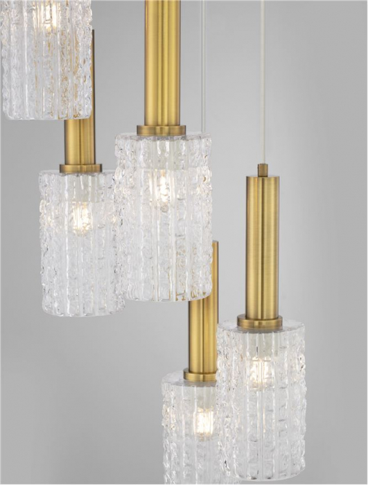 Lustra Nova Luce CERTA 9009276 E27 5x12W    Brass Gold & Black Metal Clear Structured Glass   IP20 [9]