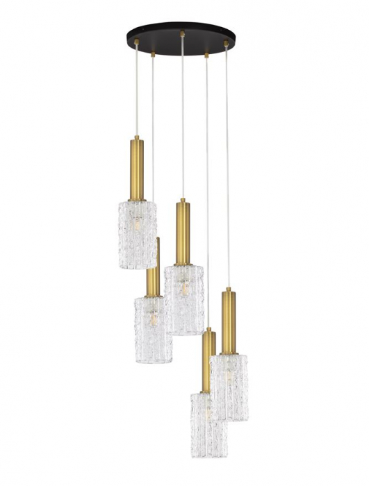Lustra Nova Luce CERTA 9009276 E27 5x12W    Brass Gold & Black Metal Clear Structured Glass   IP20 [3]