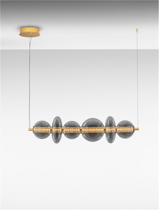 Lustra Nova Luce COEN 9186954 LED 29W 3000K 3472lm Brass Gold & smokey gray glass  Triac Dimmable IP20 [4]