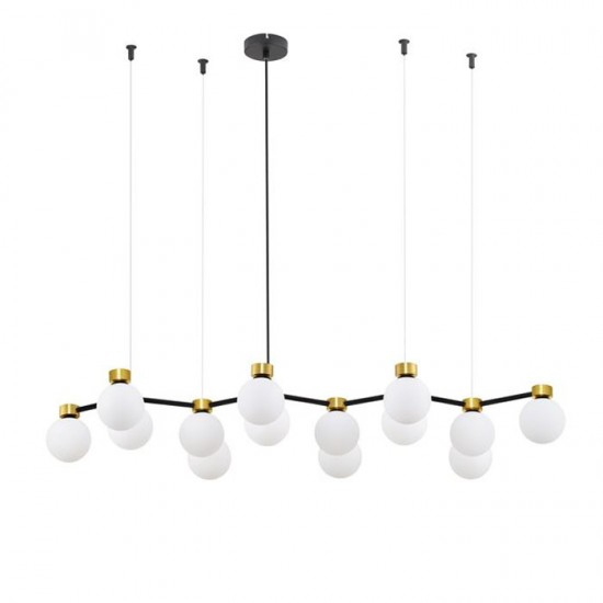 Lustra Nova Luce OVALINO 9620163 Satin Gold & Matt Black Metal White Opal Glass G9 14x5W IP20 [1]