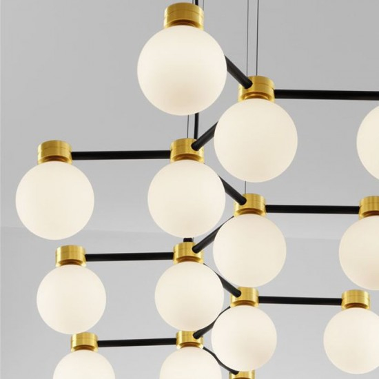 Lustra Nova Luce OVALINO 9620163 Satin Gold & Matt Black Metal White Opal Glass G9 14x5W IP20 [3]