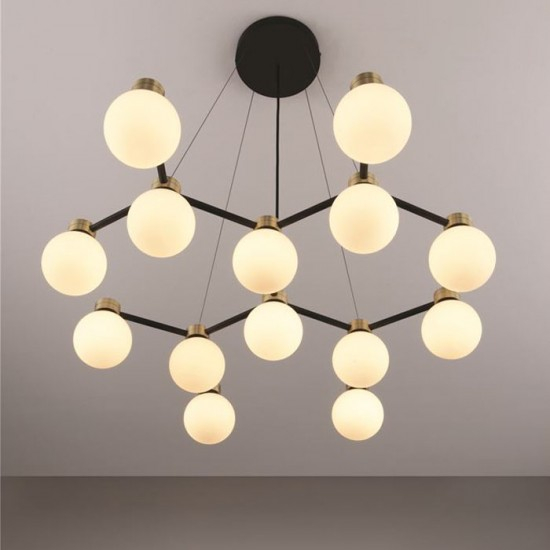 Lustra Nova Luce OVALINO 9620162 Satin Gold & Matt Black Metal White Opal Glass G9 14x5W IP20 [3]