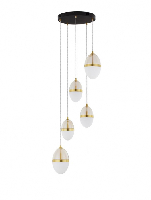 Lustra Nova Luce EGNA 9009280 LED 59W 3000K 6112lm Sandy Gold & Black Metal Cognac & Opal Glass   IP20 [2]