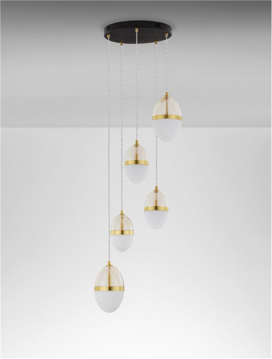 Lustra Nova Luce EGNA 9009280 LED 59W 3000K 6112lm Sandy Gold & Black Metal Cognac & Opal Glass   IP20 [3]