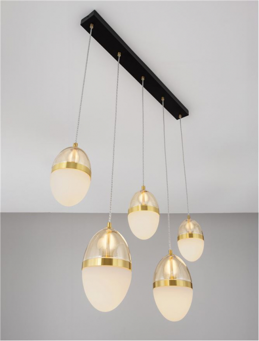 Lustra Nova Luce EGNA 9009281 LED 58W 3000K 5942lm Gold & Black Metal Cognac & Opal Glass   IP20 [7]