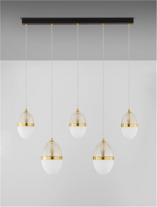 Lustra Nova Luce EGNA 9009281 LED 58W 3000K 5942lm Gold & Black Metal Cognac & Opal Glass   IP20 [3]