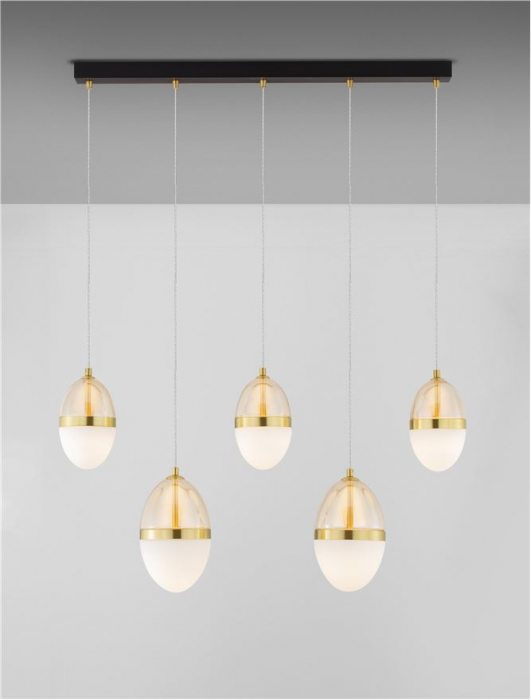 Lustra Nova Luce EGNA 9009281 LED 58W 3000K 5942lm Gold & Black Metal Cognac & Opal Glass   IP20 [4]