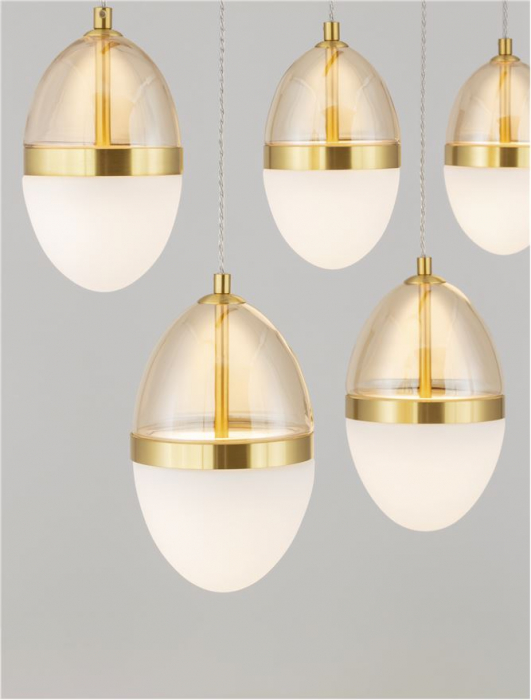 Lustra Nova Luce EGNA 9009281 LED 58W 3000K 5942lm Gold & Black Metal Cognac & Opal Glass   IP20 [6]