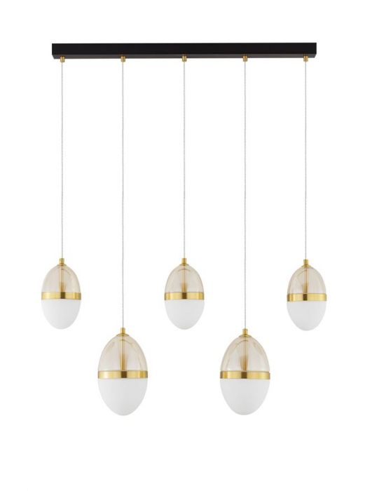 Lustra Nova Luce EGNA 9009281 LED 58W 3000K 5942lm Gold & Black Metal Cognac & Opal Glass   IP20 [2]