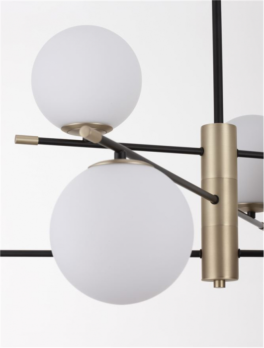 Lustra Nova Luce GIT G9 6x5W   Matt Black & Gold Metal Opal Glass IP20 [4]