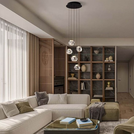 Lustra Nova Luce IFOS 9511012 Triac Dimmable Sandy Black& Chrome Metal & Clear Acrylic LED 25W 1301lm 3000K IP20 [2]