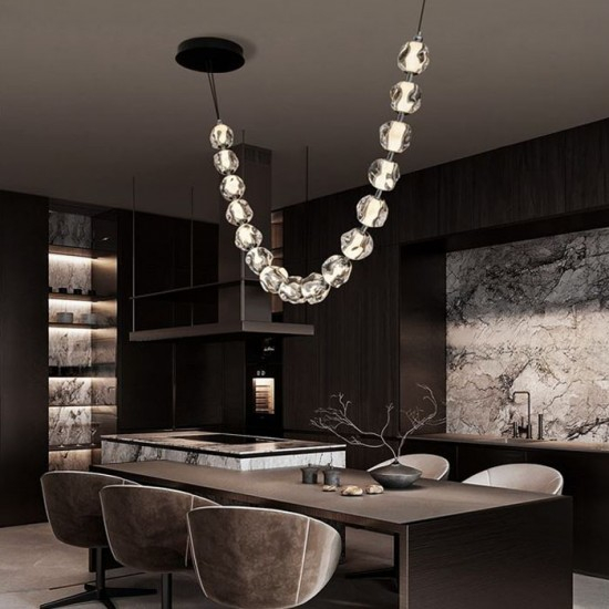 Lustra Nova Luce IFOS 9186811 Triac Dimmable Sandy Black & Chrome Metal & Clear Acrylic LED 71W 5044lm 3000K IP20 [2]