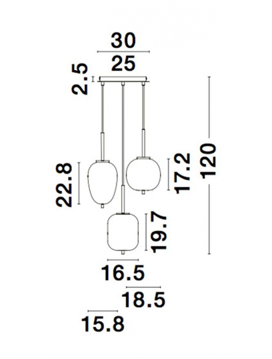Lustra Nova Luce LATO E14 3x5W   Black Metal & Opal Glass IP20 [9]