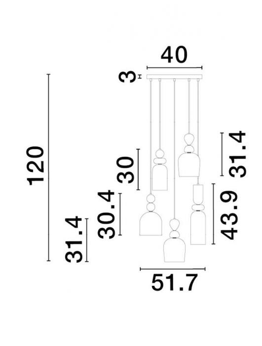 Lustra Nova Luce MURANO E14 5X5W   Sandy Gold MetalGlossy Dark Green, Blue Grey Pink,Glossy Light Green, Orange & Light Grey Glass & Blue IP20 [4]