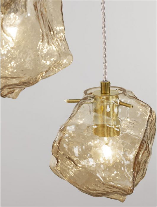 Lustra Nova Luce ODELLE E14 1x5W   Brass Gold Metal & Amber Glass IP20 [4]