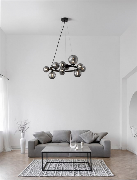 Lustra Nova Luce ODILLIA G9 11x5W   Smoky Grey Glass & Matt Black IP20 [2]