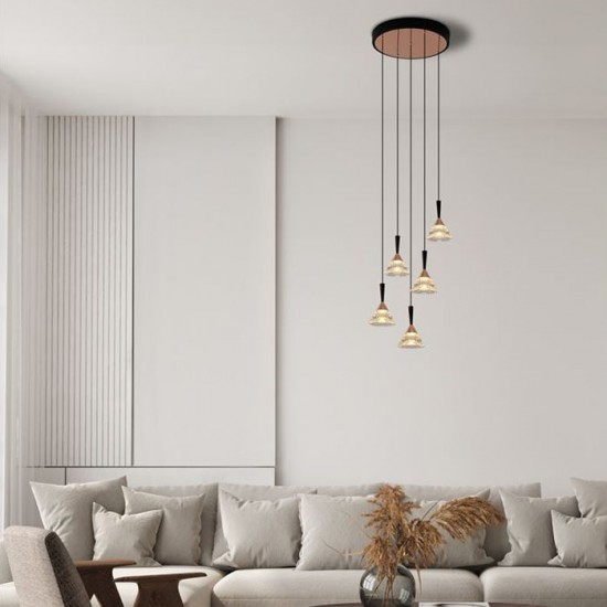 Lustra Nova Luce Paluz, negru, LED, 30W, 1558 lumeni, alb cald 3000K, D.32 cm, 9186965 [2]