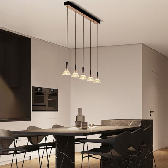 Lustra Nova Luce Paluz, negru, LED, 30W, 1558 lumeni, alb cald 3000K, L.91 cm, 9186964 [2]