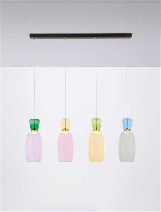 Lustra Nova Luce PLUMA 9030548 LED 32W 3000K 3660lm Sandy Gold Metal Glossy Jasper, Purple, YelloW ,Pink, Light Green, Light Blue & Cyan Glass   IP20 [4]