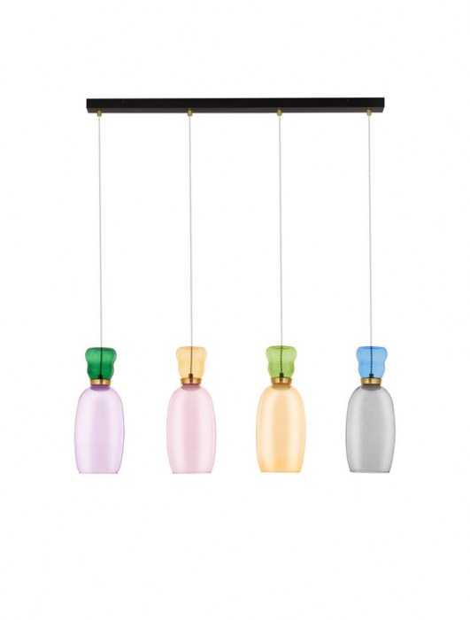 Lustra Nova Luce PLUMA 9030548 LED 32W 3000K 3660lm Sandy Gold Metal Glossy Jasper, Purple, YelloW ,Pink, Light Green, Light Blue & Cyan Glass   IP20 [2]