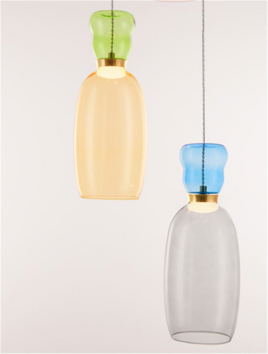 Lustra Nova Luce PLUMA 9030549 LED 32W 3000K 3660lm Matt Gold Metal Glossy Jasper, Purple, YelloW ,Pink, Light Green, Light Blue & Cyan Glass   IP20 [5]